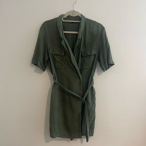 Zara green tie waist dress